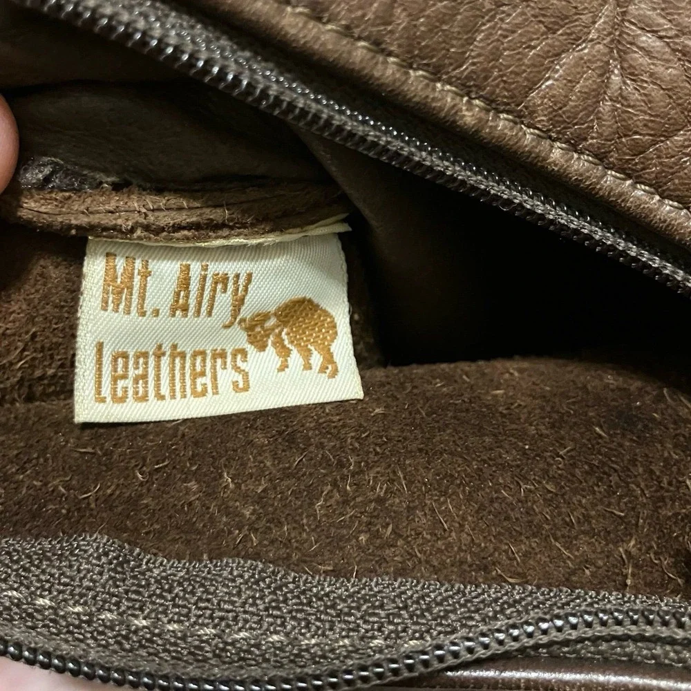 Mt Airy Leathers:‎ Handcrafted Vintage Brown Leather Crossbody Bag Purse